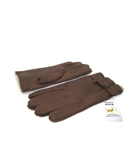 Sermoneta Gloves Guanto in Cervo fod. cashmere con cinturino Cork Offerte