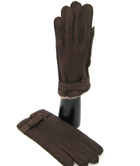 Sermoneta Gloves Guanto in Cervo fod. cashmere con cinturino Cork Offerte