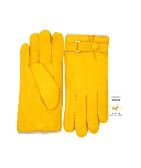 Sermoneta Gloves Guanto in Cervo fod. cashmere con cinturino Giallo Hotsell