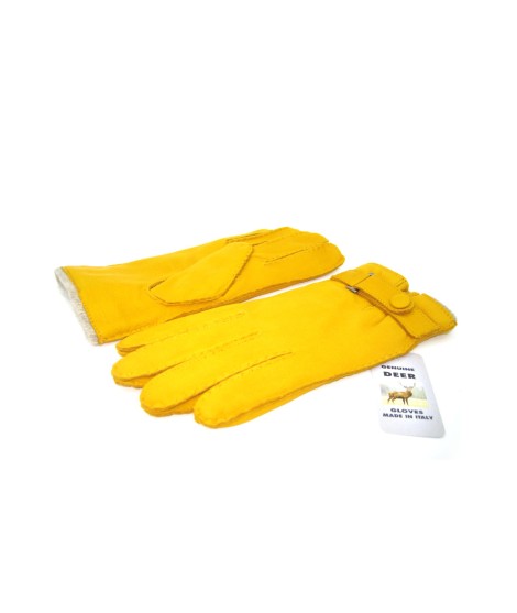 Sermoneta Gloves Guanto in Cervo fod. cashmere con cinturino Giallo Hotsell