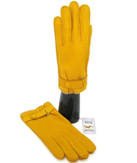 Sermoneta Gloves Guanto in Cervo fod. cashmere con cinturino Giallo Hotsell