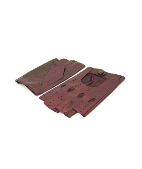 Sermoneta Gloves Guanto Guida in Nappa mezze dita Bordeaux In Saldo