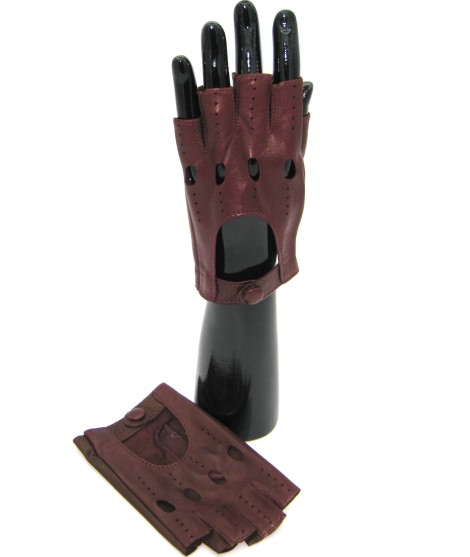 Sermoneta Gloves Guanto Guida in Nappa mezze dita Bordeaux In Saldo