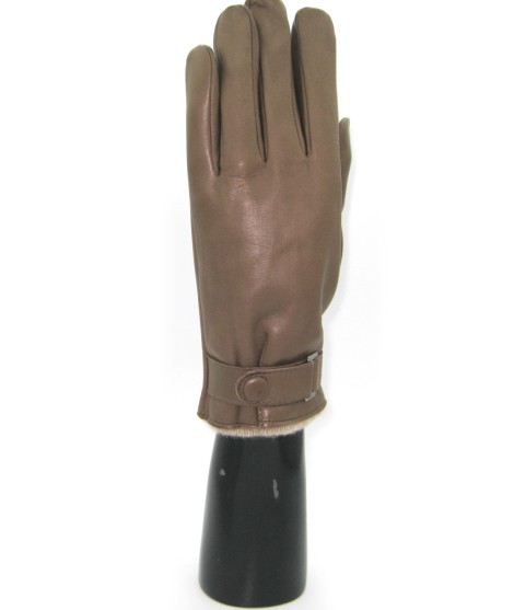 Sermoneta Gloves Guanto Nappa foderato cashmere con cinturino Fango 2025