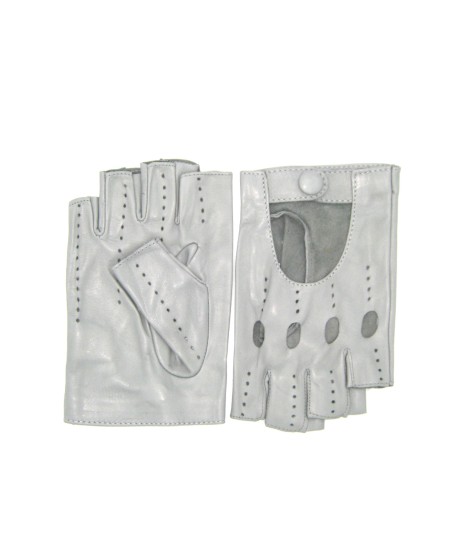 Sermoneta Gloves Guanto in Nappa da Guida mezze dita Grigio Perla Nuovo