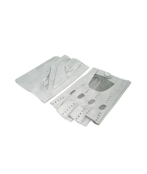 Sermoneta Gloves Guanto in Nappa da Guida mezze dita Grigio Perla Nuovo