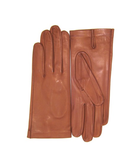 Sermoneta Gloves Guanto Nappa fodera seta Cognac Saldi Di Fabbrica
