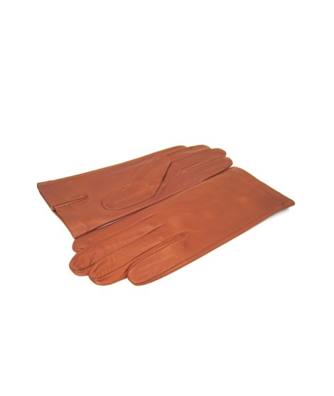 Sermoneta Gloves Guanto Nappa fodera seta Cognac Saldi Di Fabbrica