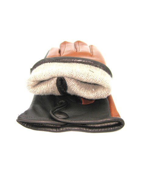 Sermoneta Gloves Guanto Nappa fodera cashmere Touch Screen Tan/Moro Italy