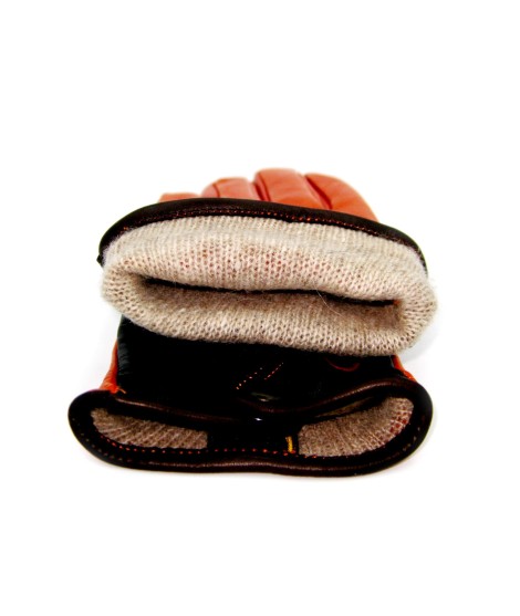 Sermoneta Gloves Guanto Nappa fodera cashmere Touch Screen Arancio/Moro 2025