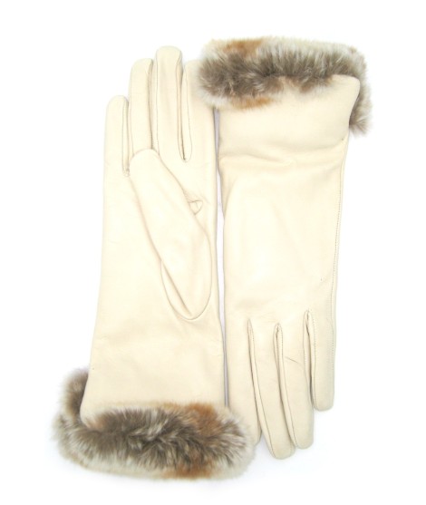 Sermoneta Gloves Guanto Nappa con risvolto Rex fodera cashmere. Panna Novità