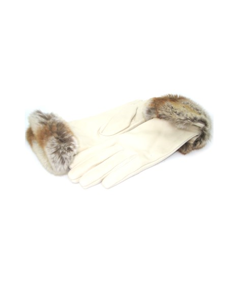 Sermoneta Gloves Guanto Nappa con risvolto Rex fodera cashmere. Panna Novità