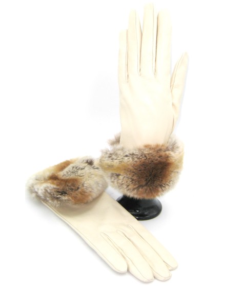 Sermoneta Gloves Guanto Nappa con risvolto Rex fodera cashmere. Panna Novità