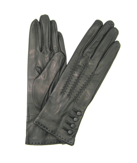 Sermoneta Gloves Guanto Nappa 4bt con bottoncini fod.seta Nero Offerta
