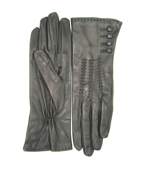 Sermoneta Gloves Guanto Nappa 4bt con bottoncini fod.seta Nero Offerta