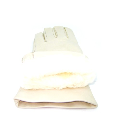 Sermoneta Gloves Guanto Nappa foderato Lapin Panna Economico