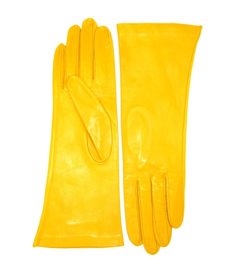 Sermoneta Gloves Guanto Nappa 4BT foderato seta Giallo Ocra Vendita Calda