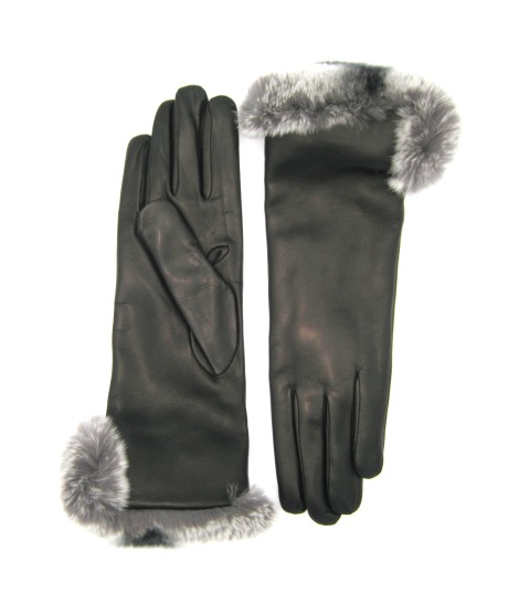 Sermoneta Gloves Guanto Nappa con risvolto Rex fodera cashmere. Nero I Più Venduti
