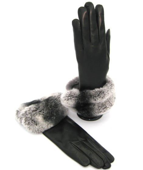 Sermoneta Gloves Guanto Nappa con risvolto Rex fodera cashmere. Nero I Più Venduti