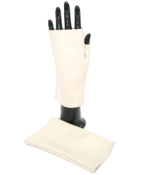 Sermoneta Gloves Manicotto in Nappa 2bt foderato seta Panna In Saldo