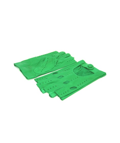 Sermoneta Gloves Guanto Guida in Nappa sfoderato 1/2 dita Verde Smeraldo Moda