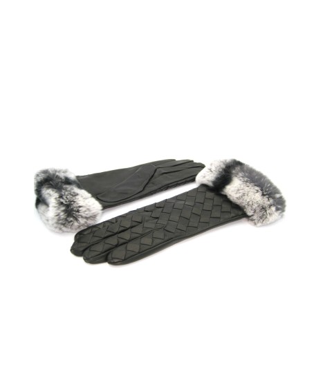 Sermoneta Gloves Guanto in Nappa intrecciato con bordo Rex Nero 2025