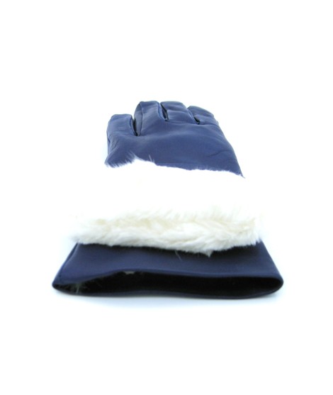 Sermoneta Gloves Guanto Nappa foderato Lapin Blu/Royal Vendita