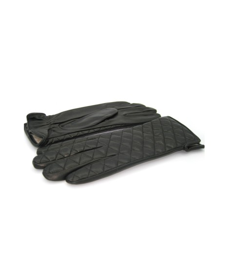 Sermoneta Gloves Guanto in Nappa trapuntato 2bt fodera cashmere Nero Novità