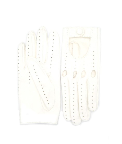 Sermoneta Gloves Guanto Guida in Nappa sfoderato dita intere Bianco Saldi Di Fabbrica