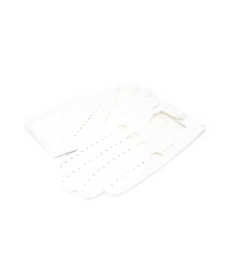 Sermoneta Gloves Guanto Guida in Nappa sfoderato dita intere Bianco Saldi Di Fabbrica