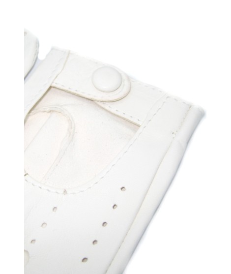 Sermoneta Gloves Guanto Guida in Nappa sfoderato dita intere Bianco Saldi Di Fabbrica