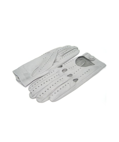 Sermoneta Gloves Guanto Guida in Nappa sfoderato dita intere Grigio Perla In Saldo