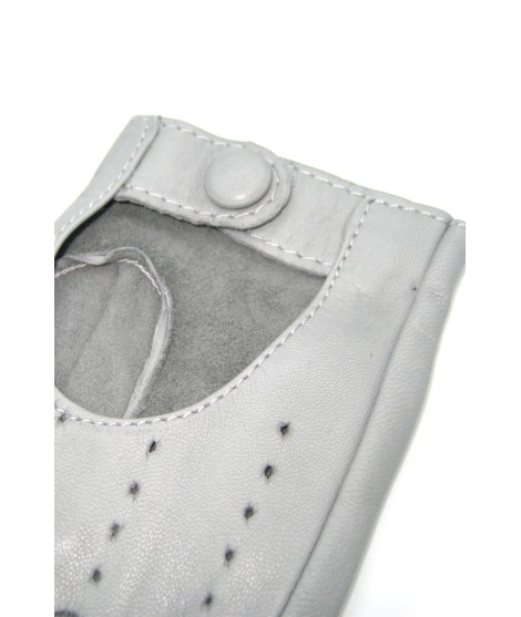 Sermoneta Gloves Guanto Guida in Nappa sfoderato dita intere Grigio Perla In Saldo