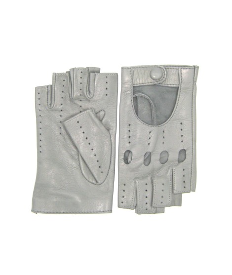 Sermoneta Gloves Guanto Guida in Nappa sfoderato 1/2 dita Grigio Perla Nuova