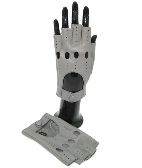 Sermoneta Gloves Guanto Guida in Nappa sfoderato 1/2 dita Grigio Perla Nuova