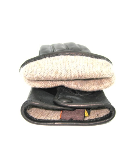 Sermoneta Gloves Guanti in Nappa fod. cashmere con bottone Touch Screen Nero Spedizione Gratuita