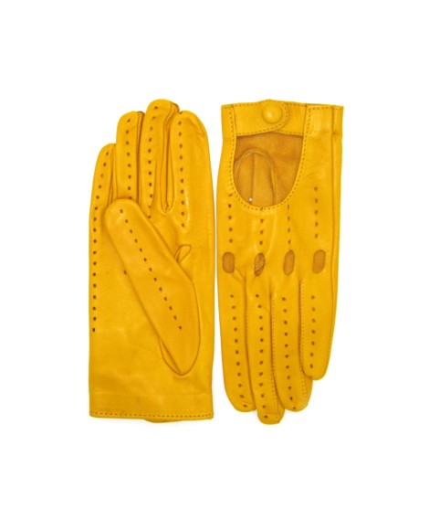 Sermoneta Gloves Guanto Guida in Nappa sfoderato dita intere Giallo ocra Sottocosto