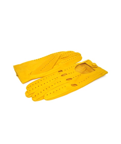 Sermoneta Gloves Guanto Guida in Nappa sfoderato dita intere Giallo ocra Sottocosto