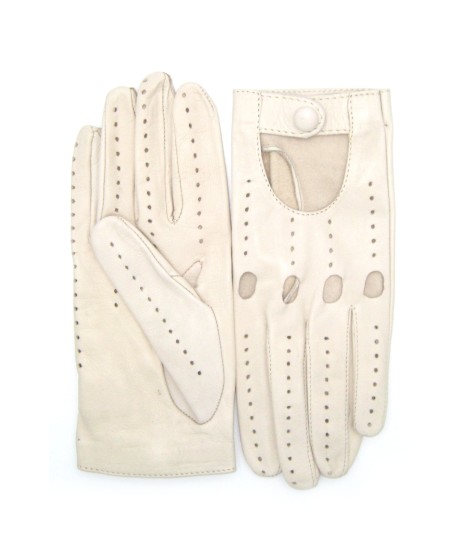 Sermoneta Gloves Guanto Guida in Nappa sfoderato dita intere Panna Presa