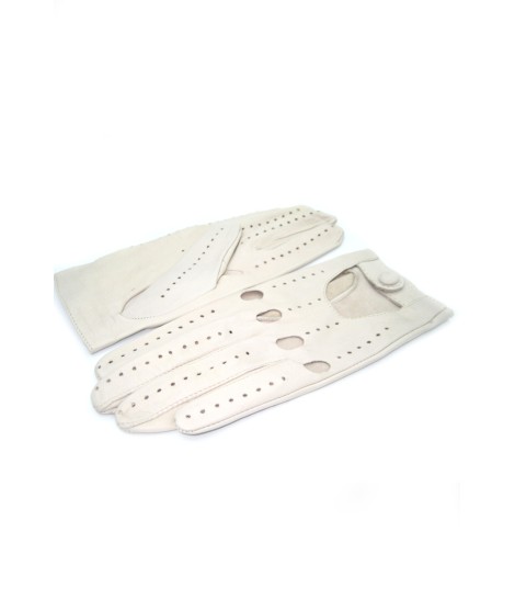 Sermoneta Gloves Guanto Guida in Nappa sfoderato dita intere Panna Presa