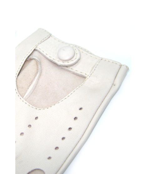 Sermoneta Gloves Guanto Guida in Nappa sfoderato dita intere Panna Presa