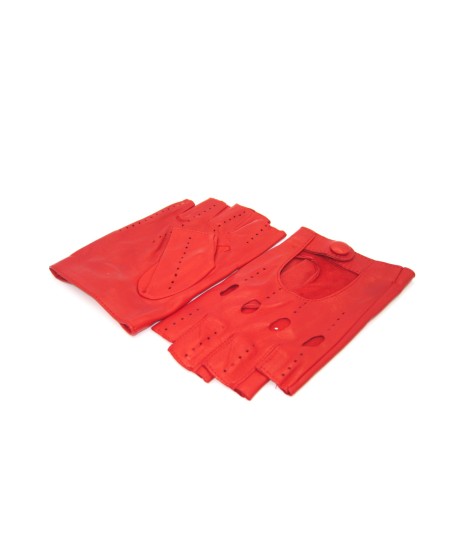 Sermoneta Gloves Guanto in Nappa da Guida mezze dita Rosso Italia