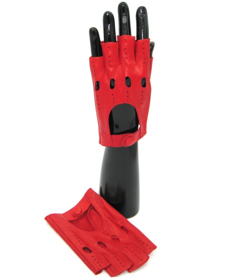 Sermoneta Gloves Guanto in Nappa da Guida mezze dita Rosso Italia