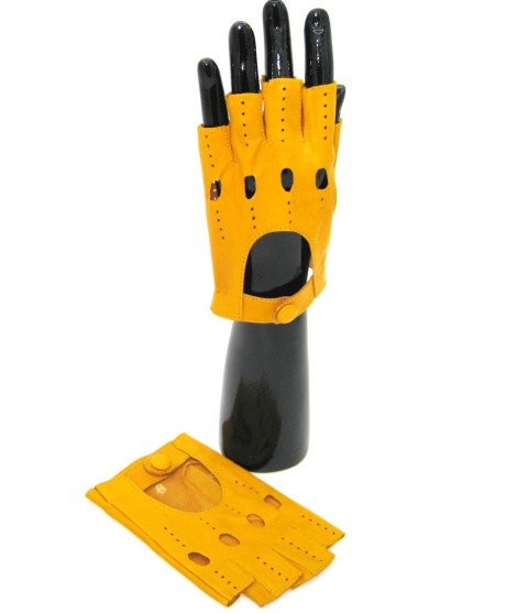 Sermoneta Gloves Guanto Guida in Nappa mezze dita Giallo ocra Fornitura limitata