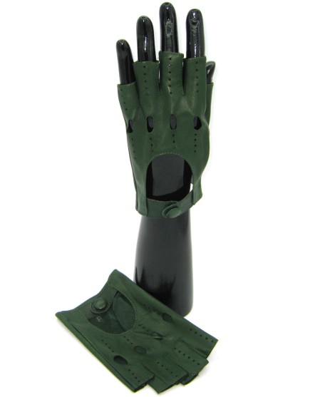 Sermoneta Gloves Guanto Guida in Nappa mezze dita Verde Oliva Shopping online