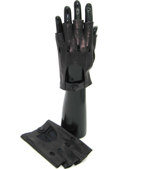 Sermoneta Gloves Guanto Guida in Nappa mezze dita Navy Black Friday