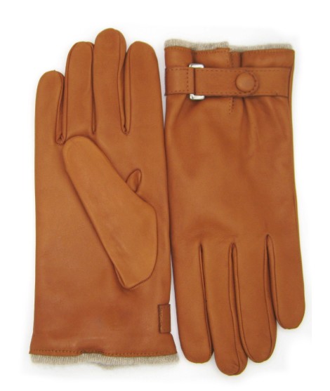 Sermoneta Gloves Guanto in Nappa foderato cashmere con cinturino Tan Offerta San Valentino