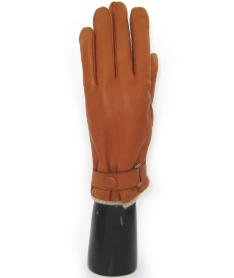 Sermoneta Gloves Guanto in Nappa foderato cashmere con cinturino Tan Offerta San Valentino