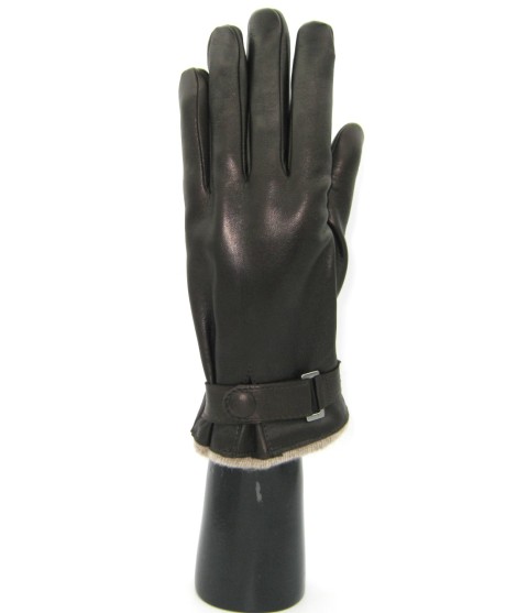 Sermoneta Gloves Guanto in Nappa foderato cashmere con cinturino T.Moro Offerta Anniversario