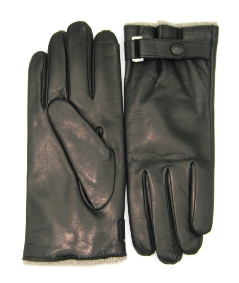 Sermoneta Gloves Guanto in Nappa foderato cashmere con cinturino Nero Smaltimento dello stoccaggio